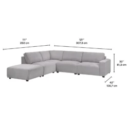 Sectionnel modulaire avec ottoman apposé au siège de gauche - 5 mcx