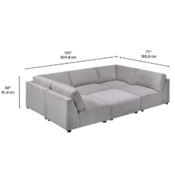 Sectionnel modulaire en U avec ottoman - 6 mcx