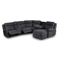 Sectionnel modulaire inclinable avec siège rabattable, chaise longue avec rangement etconsole - 6 mcx