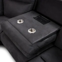 Sectionnel modulaire inclinable avec siège rabattable, chaise longue avec rangement etconsole - 6 mcx