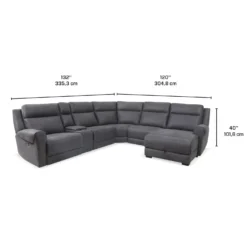 Sectionnel modulaire inclinable avec siège rabattable, chaise longue avec rangement etconsole - 6 mcx
