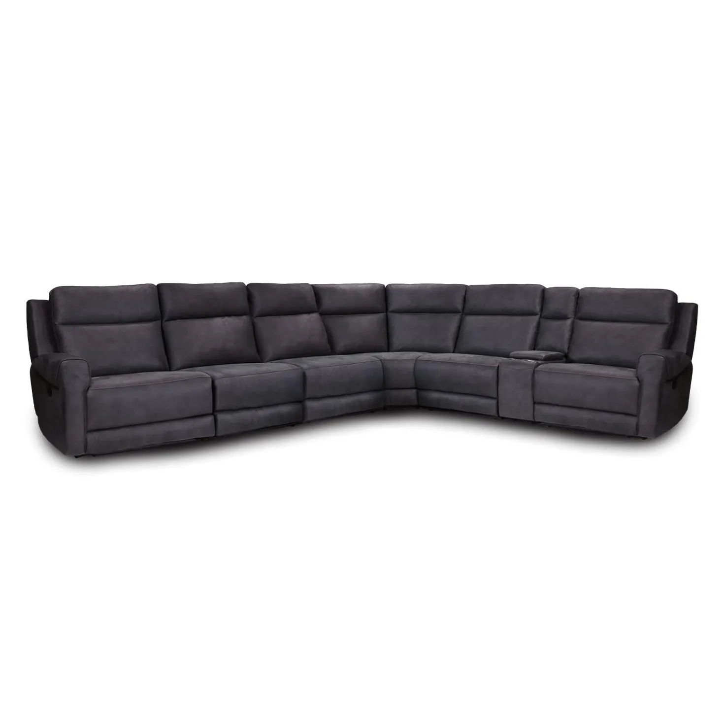 Sectionnel modulaire inclinable avec siège rabattable, console, porte-gobelets et ports USB - 7 mcx