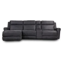 Sectionnel modulaire inclinable, chaise longue avec rangement, console avec porte-gobelets et ports USB/USB-C - 4 mcx