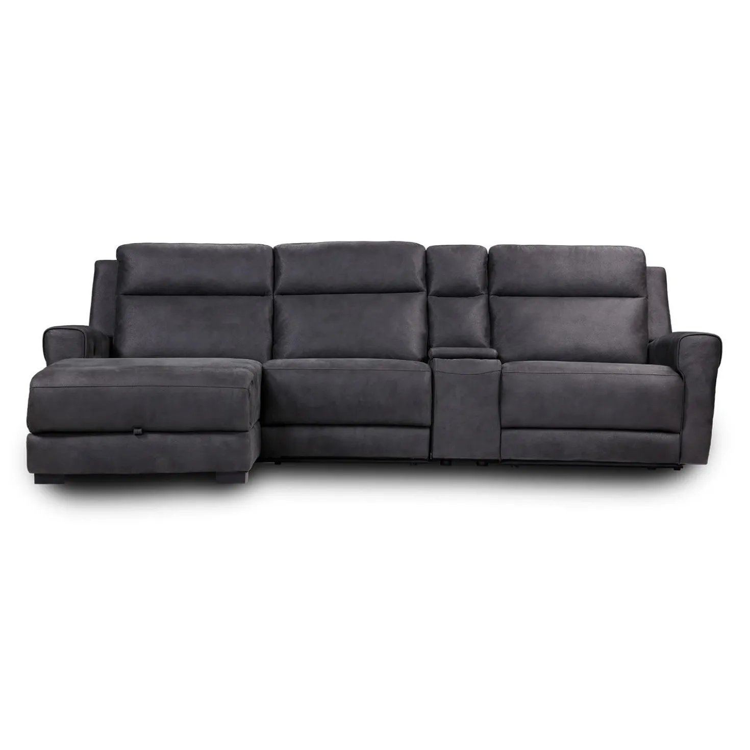 Sectionnel modulaire inclinable, chaise longue avec rangement, console avec porte-gobelets et ports USB/USB-C - 4 mcx