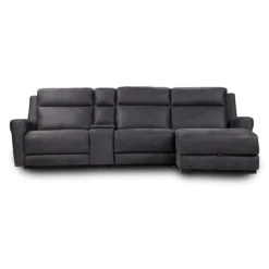 Sectionnel modulaire inclinable, chaise longue avec rangement, console avec porte-gobelets et ports USB/USB-C - 4 mcx