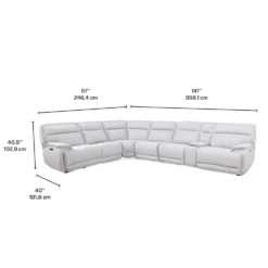 Sectionnel modulaire inclinable électrique, appuis-tête ajustables, console avec système audio et siège avec dossier rabattable - 7 mcx