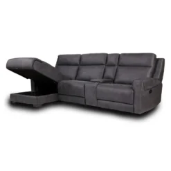 Sectionnel modulaire inclinable, siège rabattable, chaise longue avec rangement, console avec porte-gobelets et ports USB/USB-C - 4 mcx