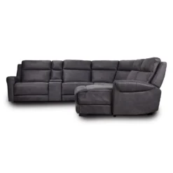Sectionnel modulaire inclinable, sièges rabattables, chaise longue avec rangement, console avec porte-gobelets et ports USB/USB-C - 6 mcx