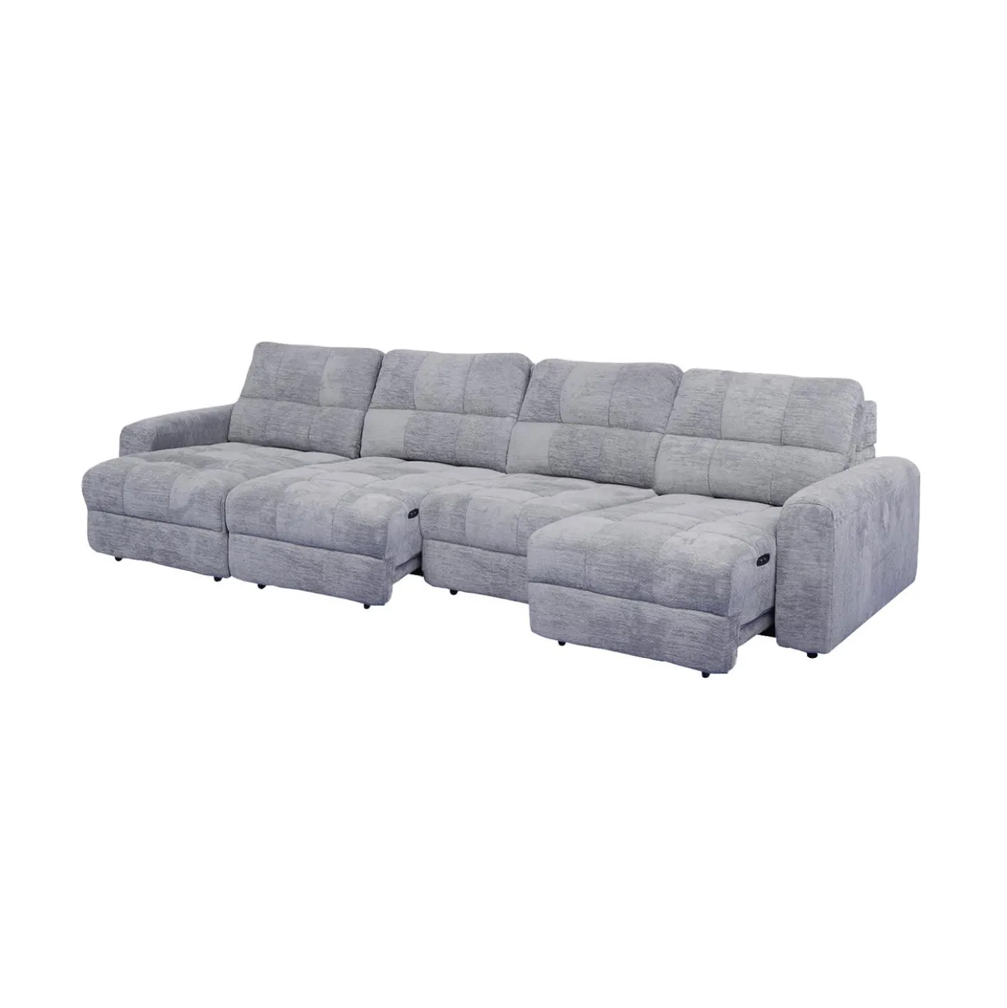 Sectionnel modulaire électrique avec 2 sièges coulissants et chaise longue gauche avec rangement - 4 mcx