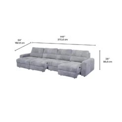 Sectionnel modulaire électrique avec 2 sièges coulissants et chaise longue gauche avec rangement - 4 mcx