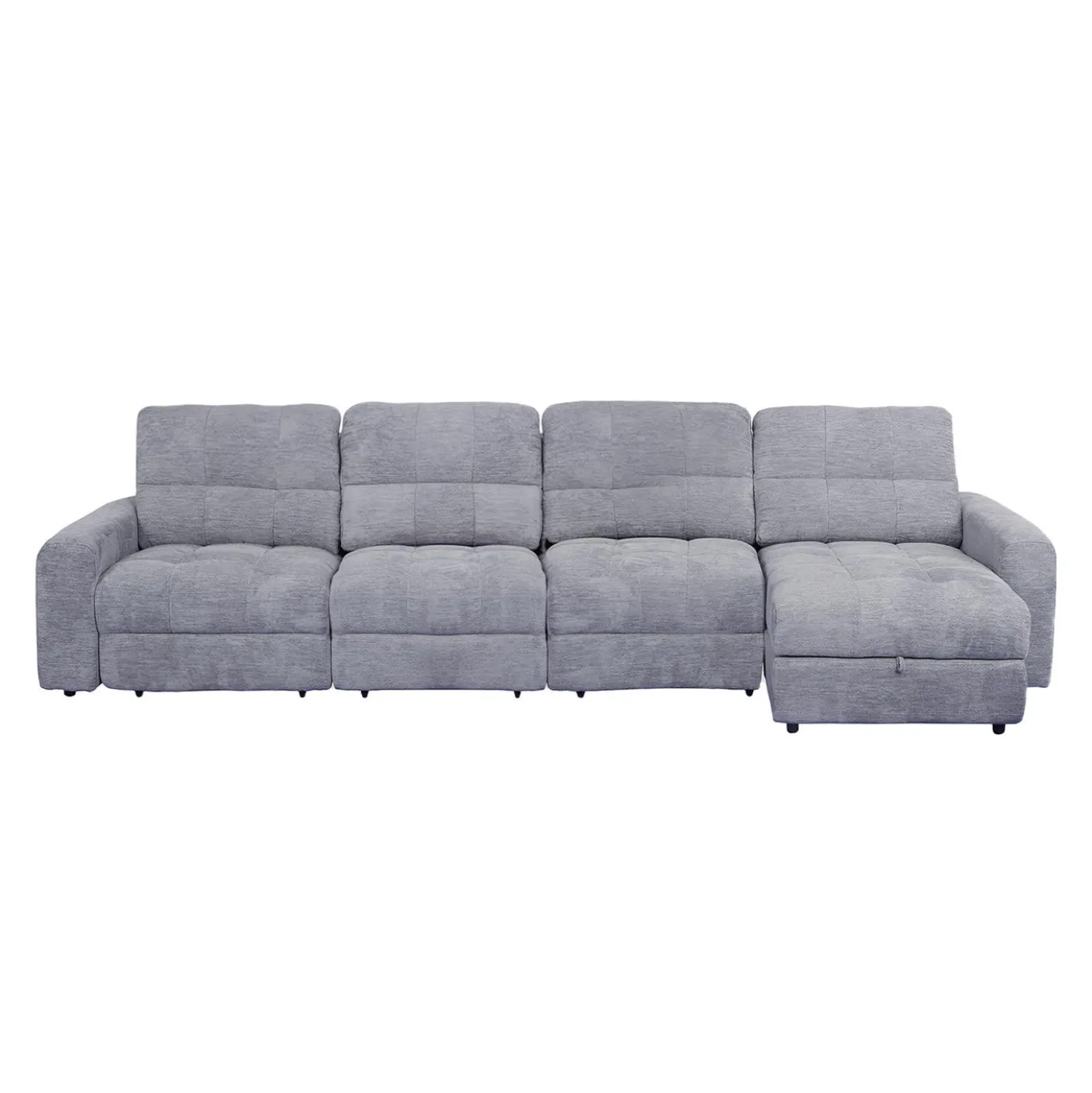 Sectionnel modulaire électrique inclinable avec 1 siège coulissant et chaise longue à droite avec rangement - 4 mcx