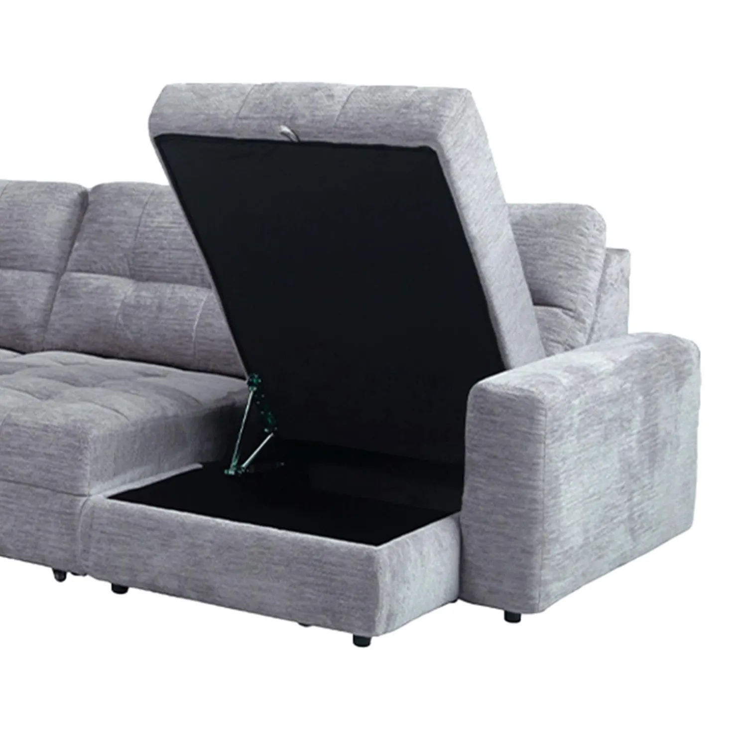 Sectionnel modulaire électrique inclinable avec 1 siège coulissant et chaise longue à droite avec rangement - 4 mcx