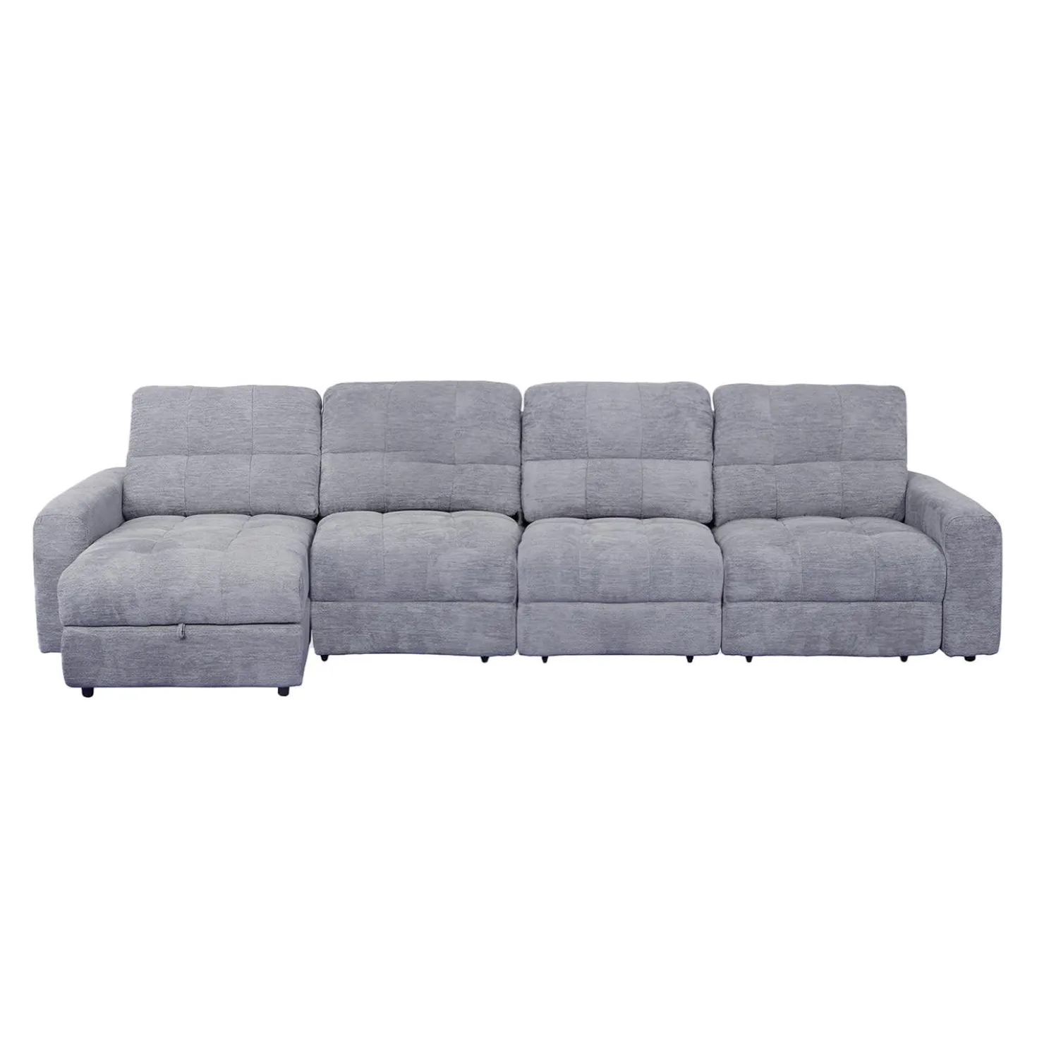 Sectionnel modulaire électrique inclinable avec 1 siège coulissant et chaise longue à gauche avec rangement - 4 mcx