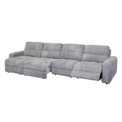 Sectionnel modulaire électrique inclinable avec 1 siège coulissant et chaise longue à gauche avec rangement - 4 mcx