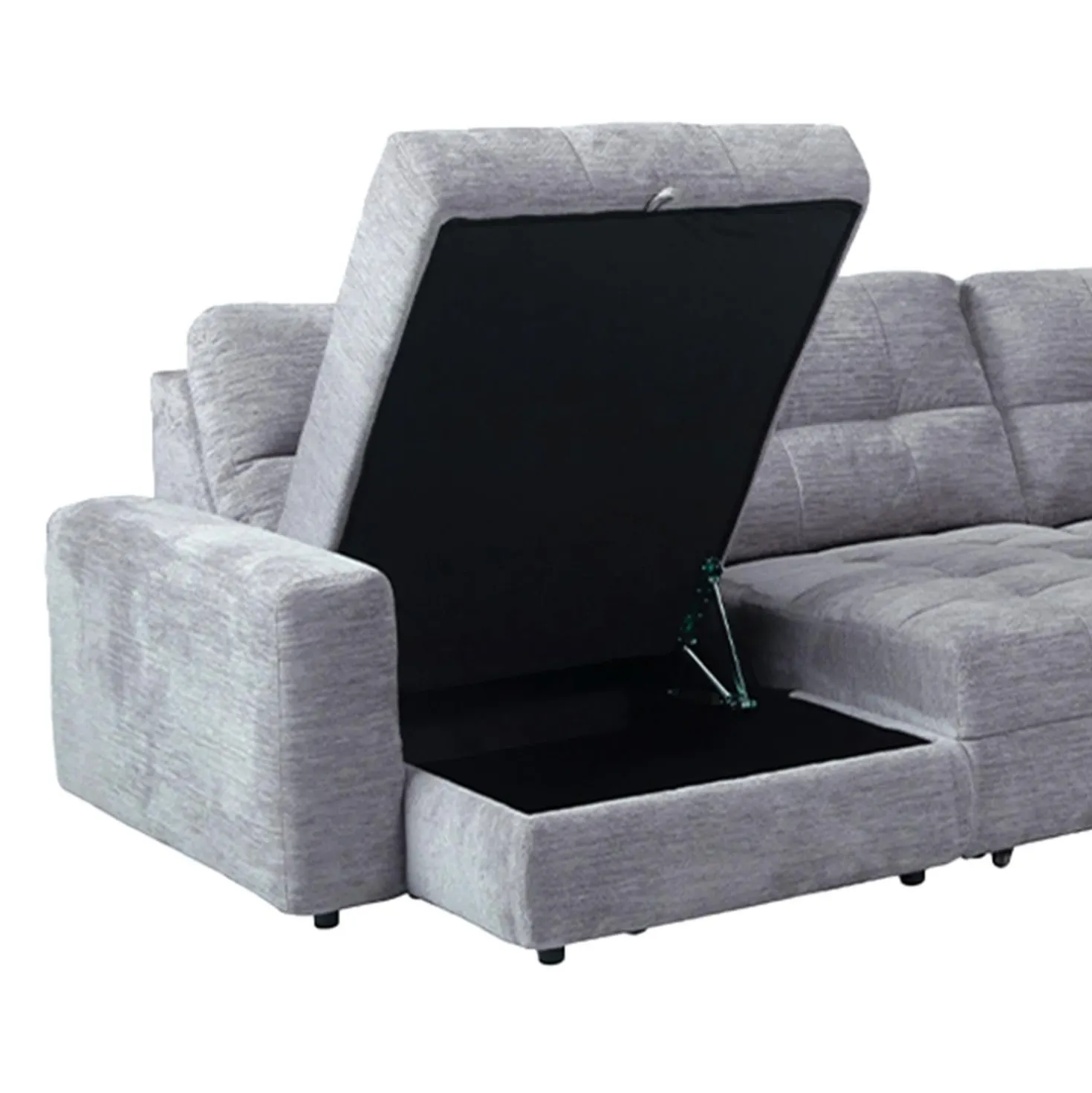 Sectionnel modulaire électrique inclinable avec 1 siège coulissant et chaise longue à gauche avec rangement - 4 mcx