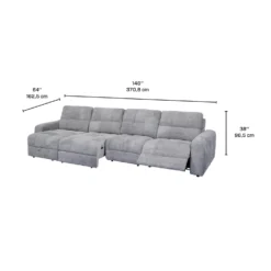 Sectionnel modulaire électrique inclinable avec 1 siège coulissant et chaise longue à gauche avec rangement - 4 mcx