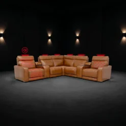 Sectionnel modulaire électrique inclinable avec 2 consoles, haut-parleurs intégrés, massage et chaleur - 7 mcx