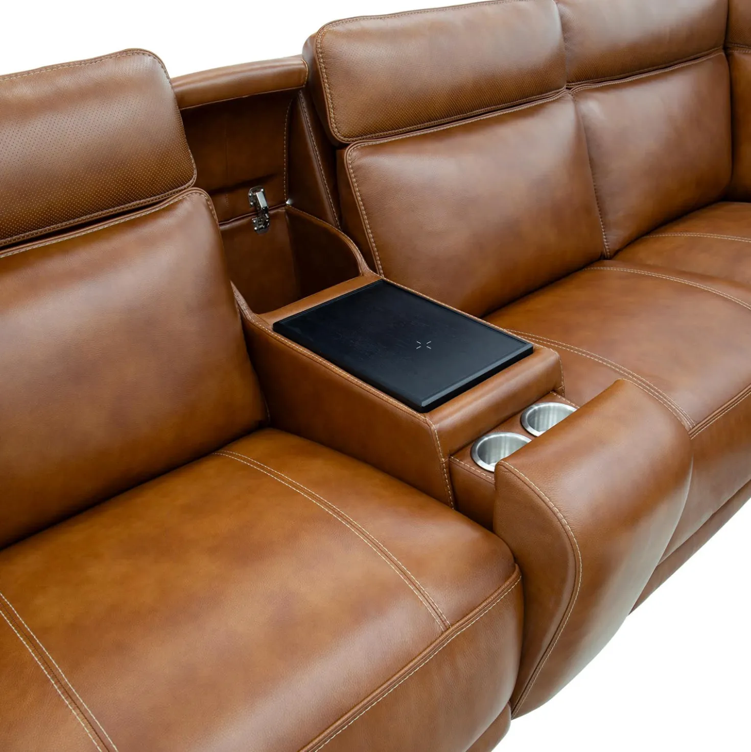 Sectionnel modulaire électrique inclinable avec 2 consoles, haut-parleurs intégrés, massage et chaleur - 7 mcx