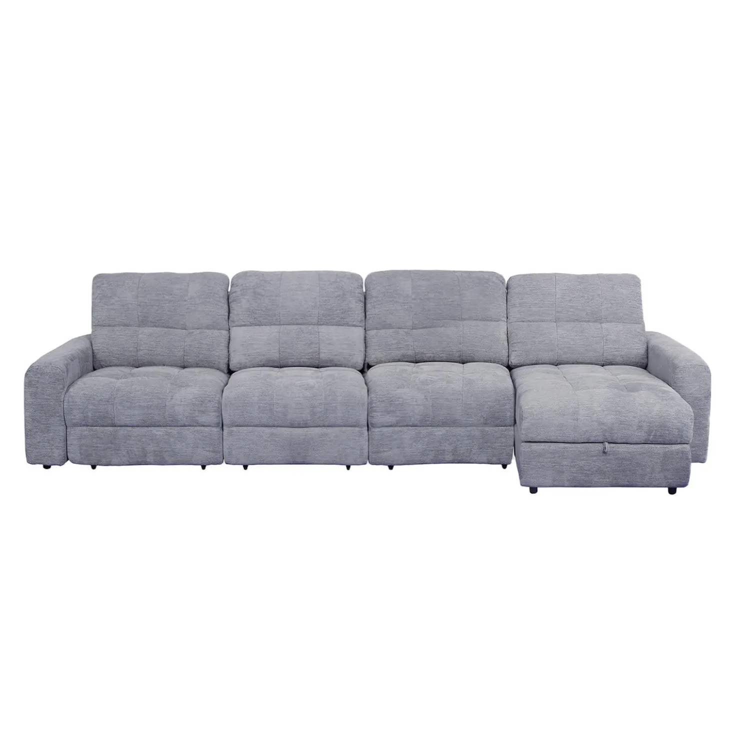 Sectionnel modulaire électrique inclinable avec 2 sièges coulissants et chaise longue à droite avec rangement - 4 mcx