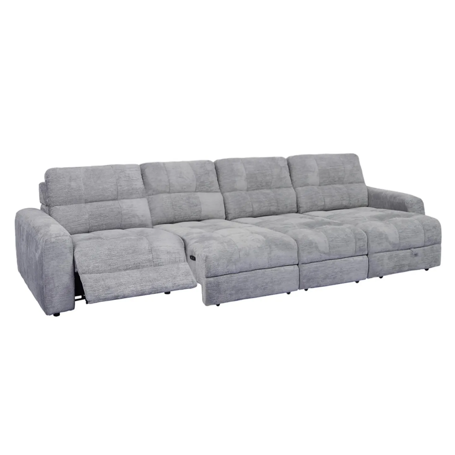 Sectionnel modulaire électrique inclinable avec 2 sièges coulissants et chaise longue à droite avec rangement - 4 mcx