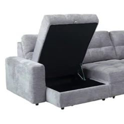 Sectionnel modulaire électrique inclinable avec 2 sièges coulissants et chaise longue à droite avec rangement - 4 mcx