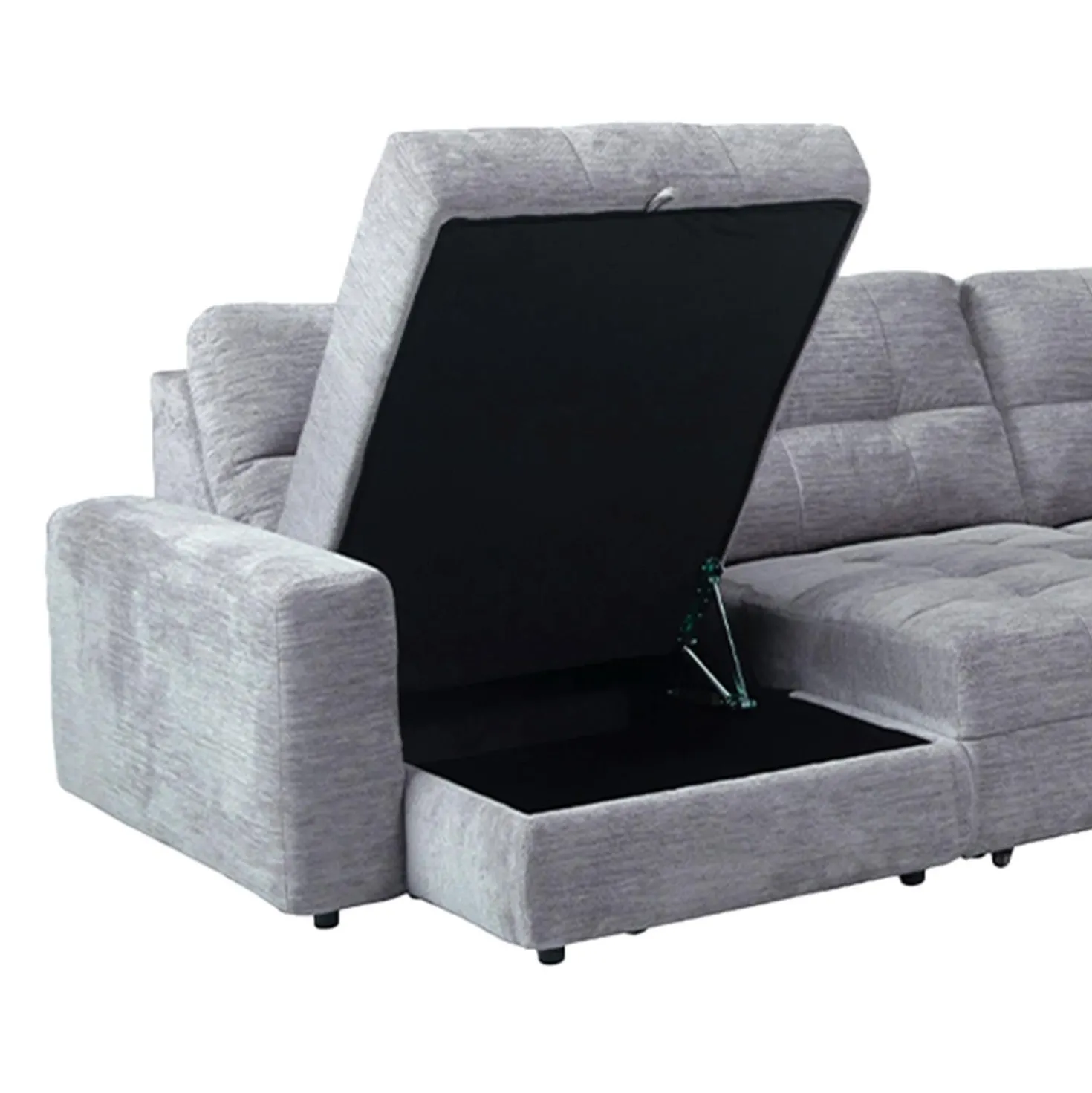 Sectionnel modulaire électrique inclinable avec 2 sièges coulissants et chaise longue à droite avec rangement - 4 mcx