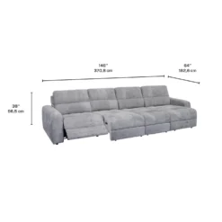Sectionnel modulaire électrique inclinable avec 2 sièges coulissants et chaise longue à droite avec rangement - 4 mcx