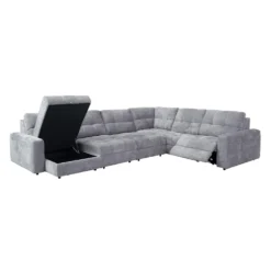Sectionnel modulaire électrique inclinable avec 2 sièges coulissants et chaise longue à gauche avec rangement - 6 mcx