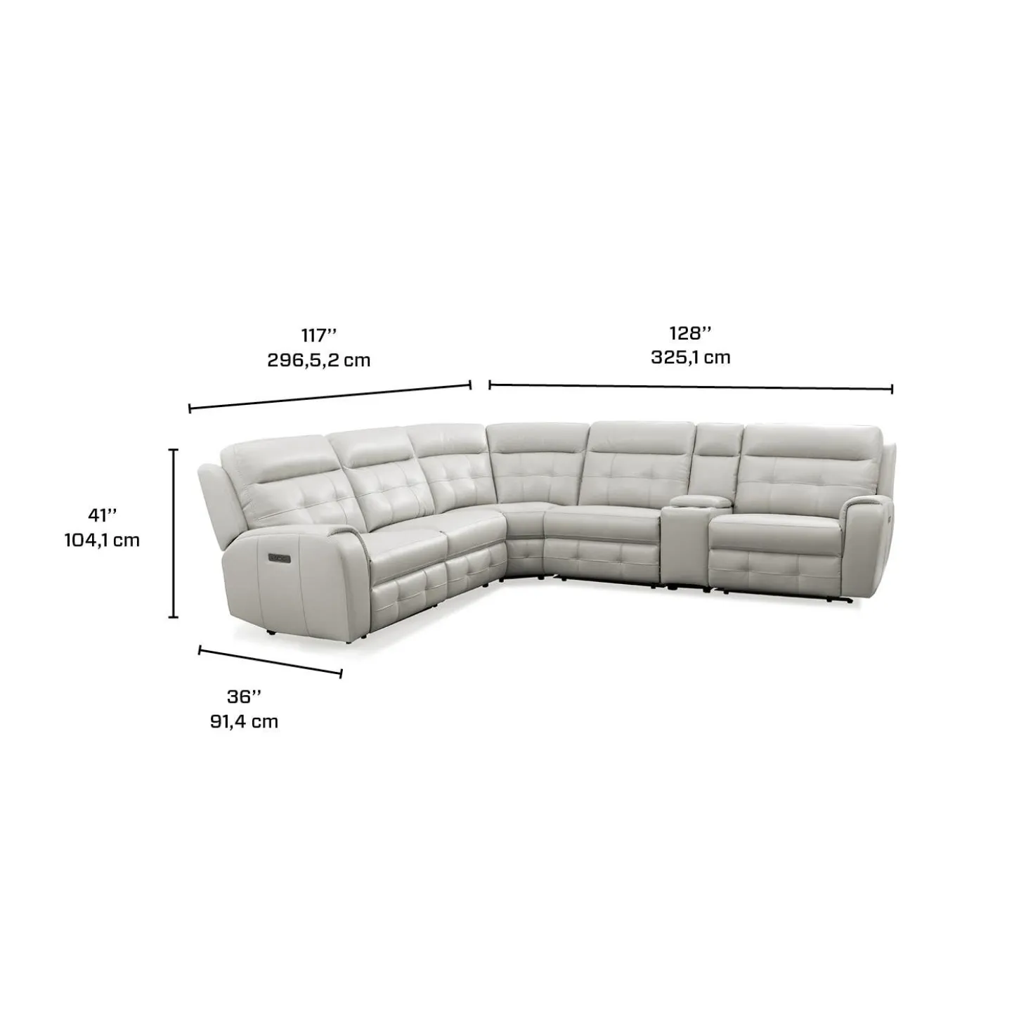 Sectionnel modulaire électrique inclinable avec console et dossier rabattable - 6 mcx