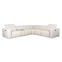 Sectionnel modulaire électrique inclinable en cuir véritable avec appui-têtes ajustables – 6 mcx