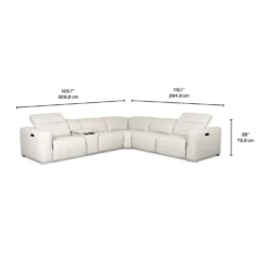 Sectionnel modulaire électrique inclinable en cuir véritable avec appui-têtes ajustables – 6 mcx