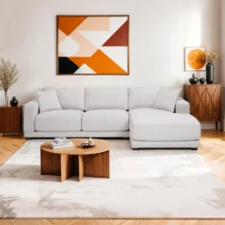 Sectionnel moelleux avec chaise longue à droite