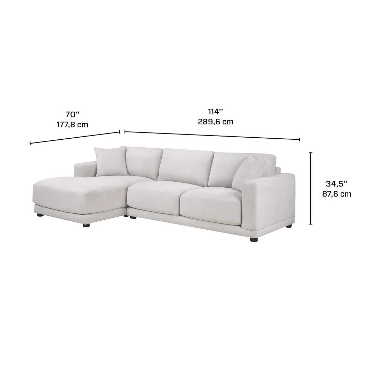 Sectionnel moelleux avec chaise longue à gauche