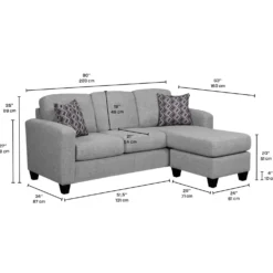 Sectionnel réversible avec chaise longue - gris