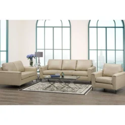 Sofa en cuir véritable - beige