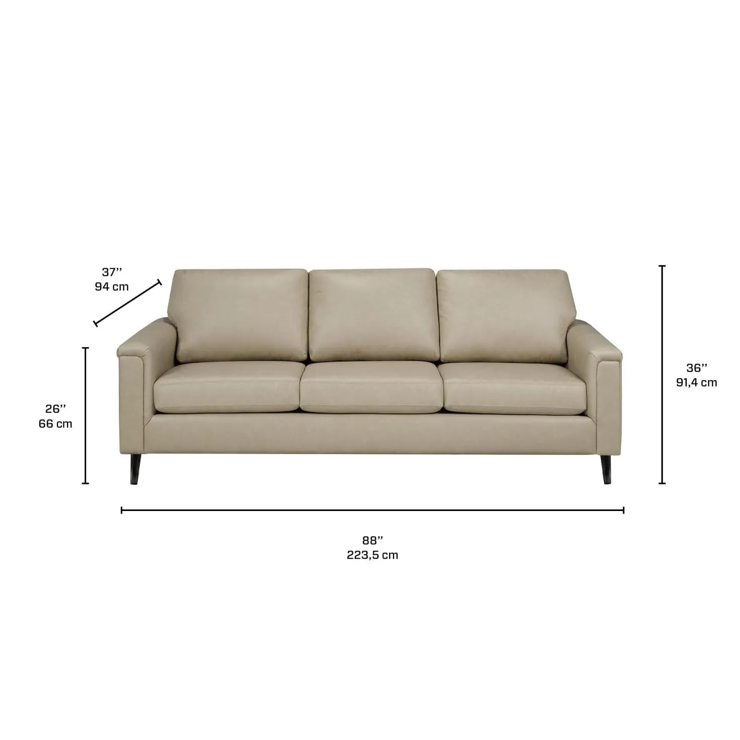 Sofa en cuir véritable - beige
