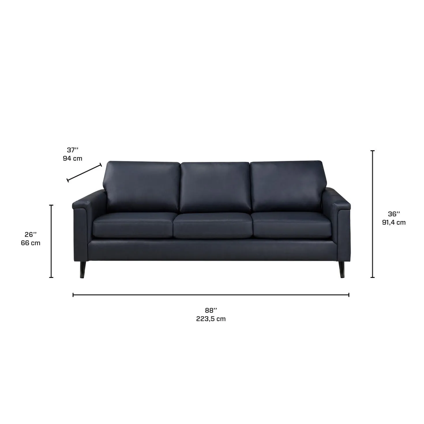 Sofa en cuir véritable - bleu