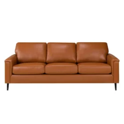 Sofa en cuir véritable - cognac