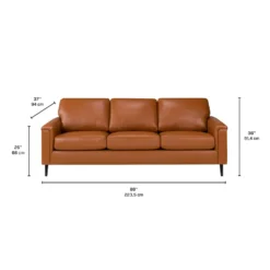 Sofa en cuir véritable - cognac