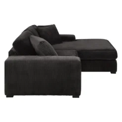 Sofa en velours côtelé avec chaise longue à droite - gris foncé