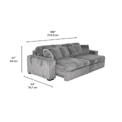 Sofa en velours côtelé avec 2 sièges coulissants électriques