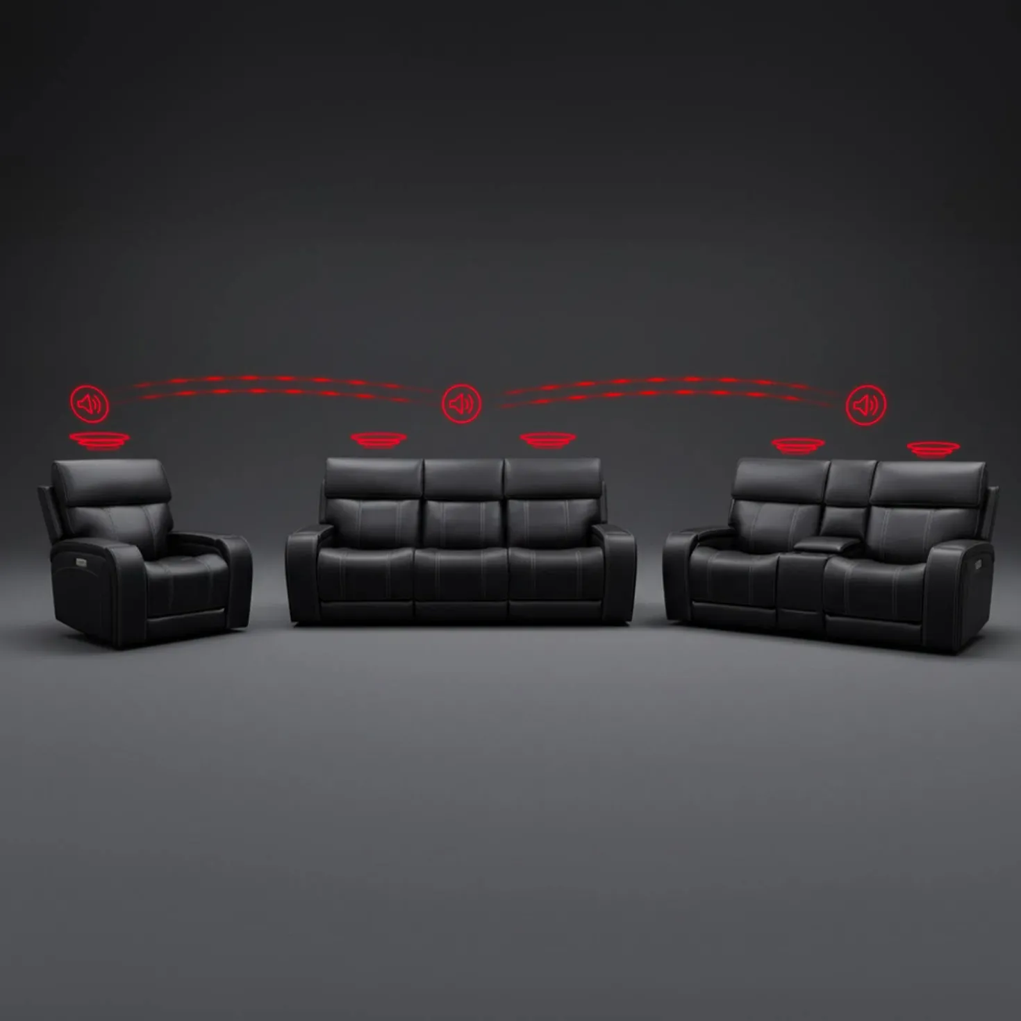 Sofa inclinable électrique avec appuis-tête ajustables, siège rabattable et système de son immersif