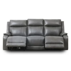 Sofa inclinable électrique en cuir avec appuis-tête ajustables - gris