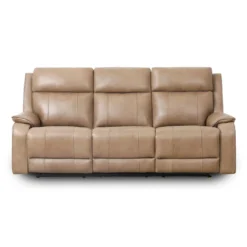 Sofa inclinable électrique en cuir avec appuis-tête ajustables - taupe