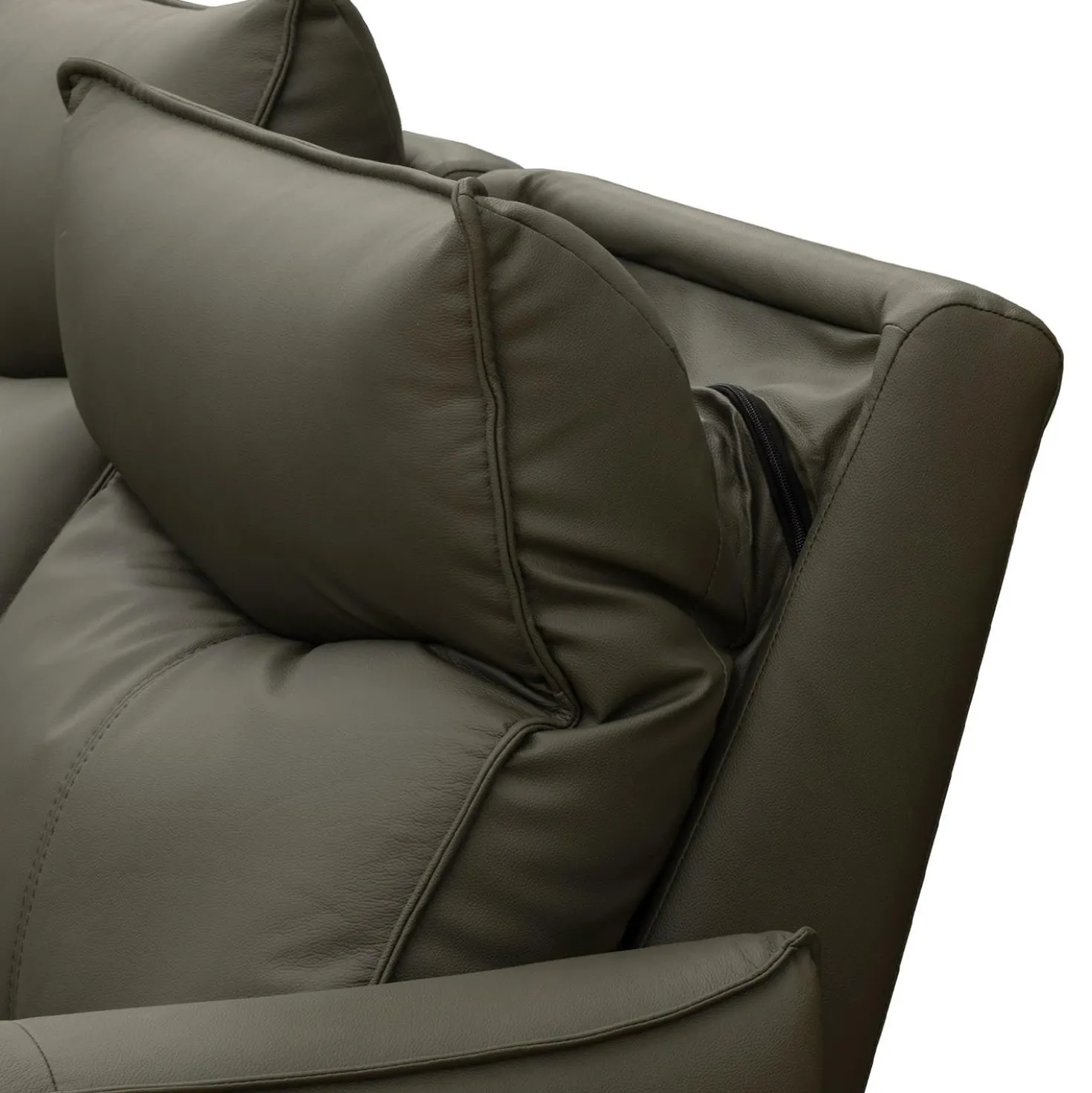 Sofa inclinable électrique en cuir véritable à 3 moteurs - appuis-tête, repose-pieds et soutien lombaire