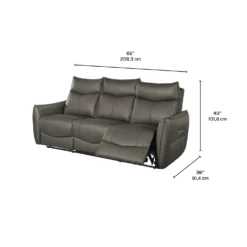 Sofa inclinable électrique en cuir véritable à 3 moteurs - appuis-tête, repose-pieds et soutien lombaire