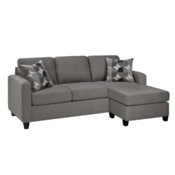 Sofa-lit réversible avec chaise longue - gris charbon