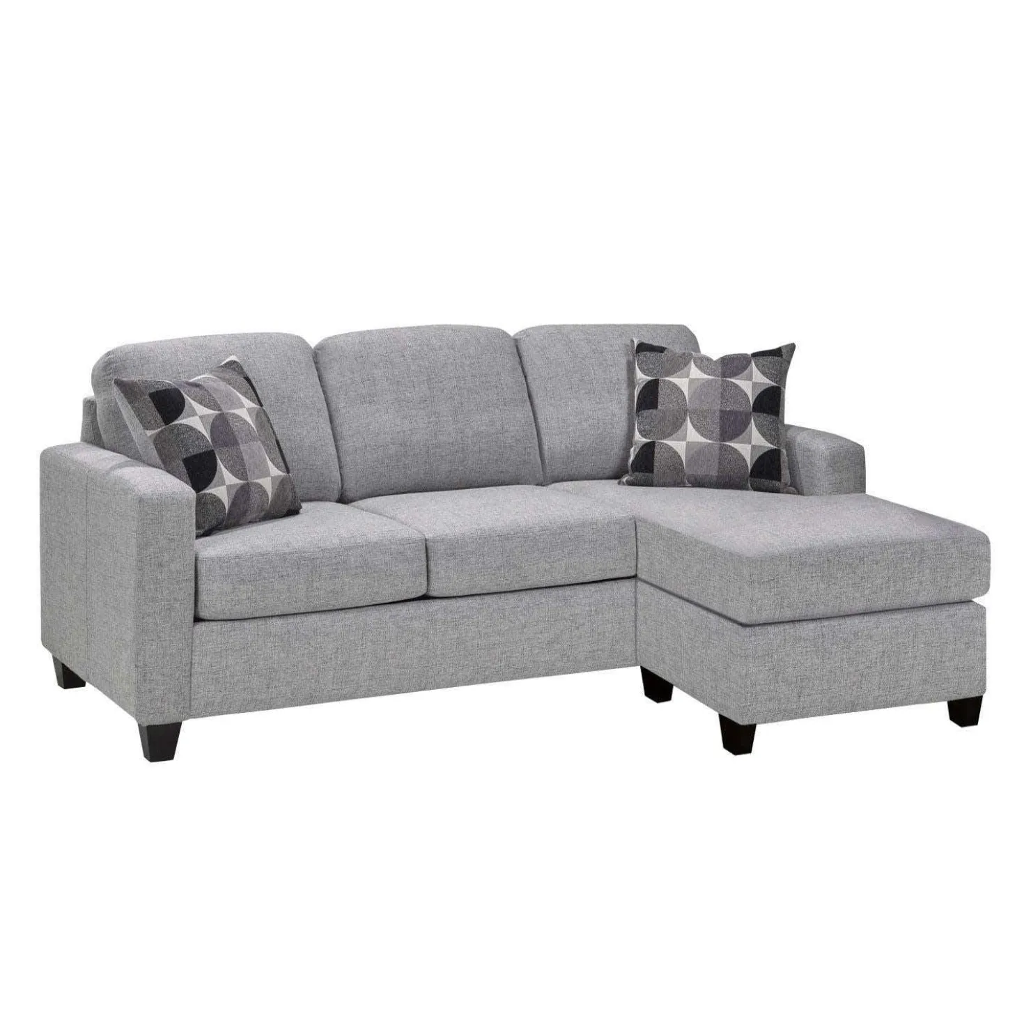 Sofa-lit réversible avec chaise longue - gris
