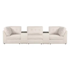 Sofa modulaire beige avec 2 consoles - 5 mcx