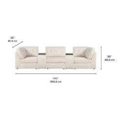 Sofa modulaire beige avec 2 consoles - 5 mcx
